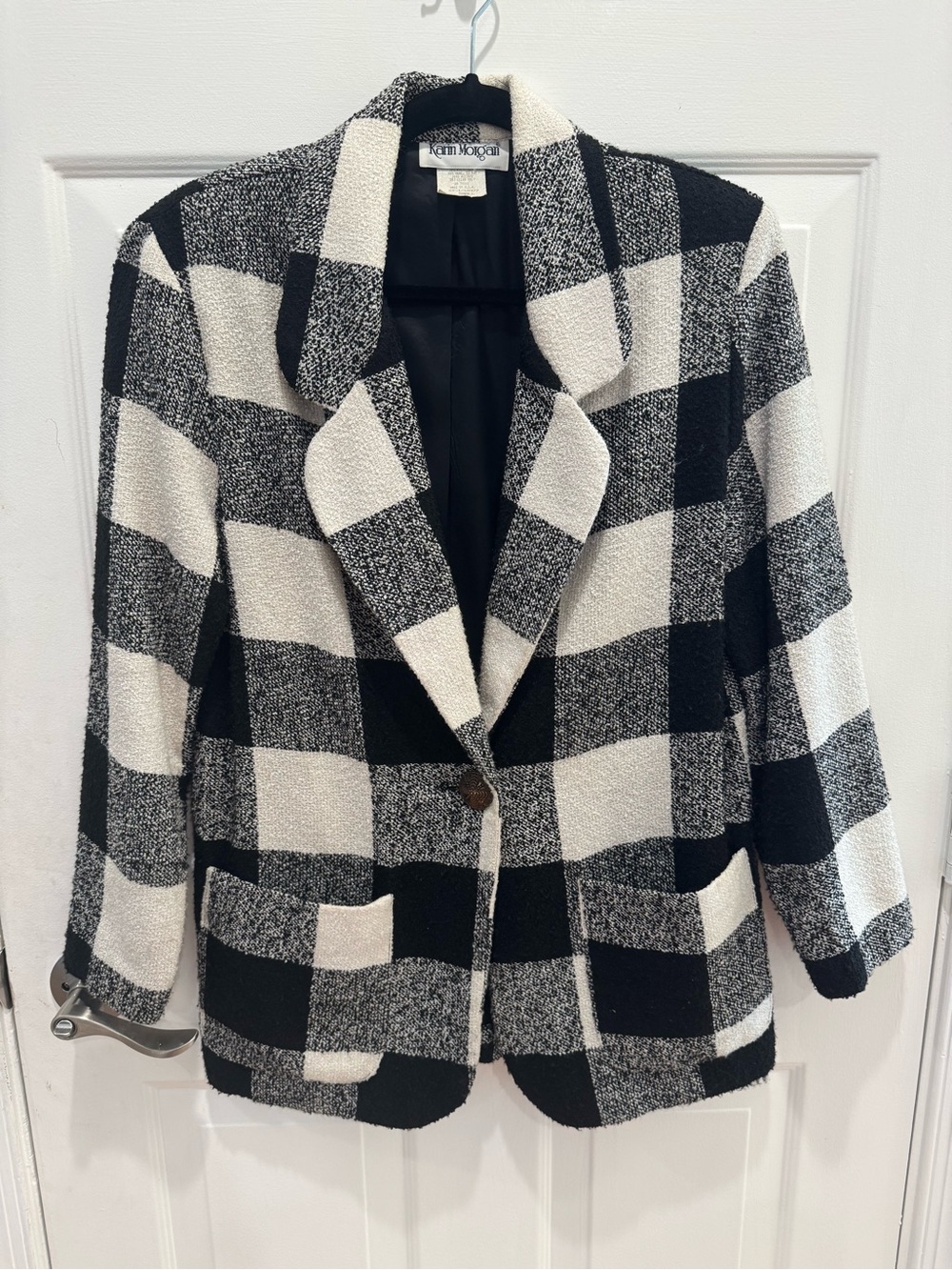 Vintage Karin Morgan Buffalo Plaid Wool Blend 1-button Jacket Blazer